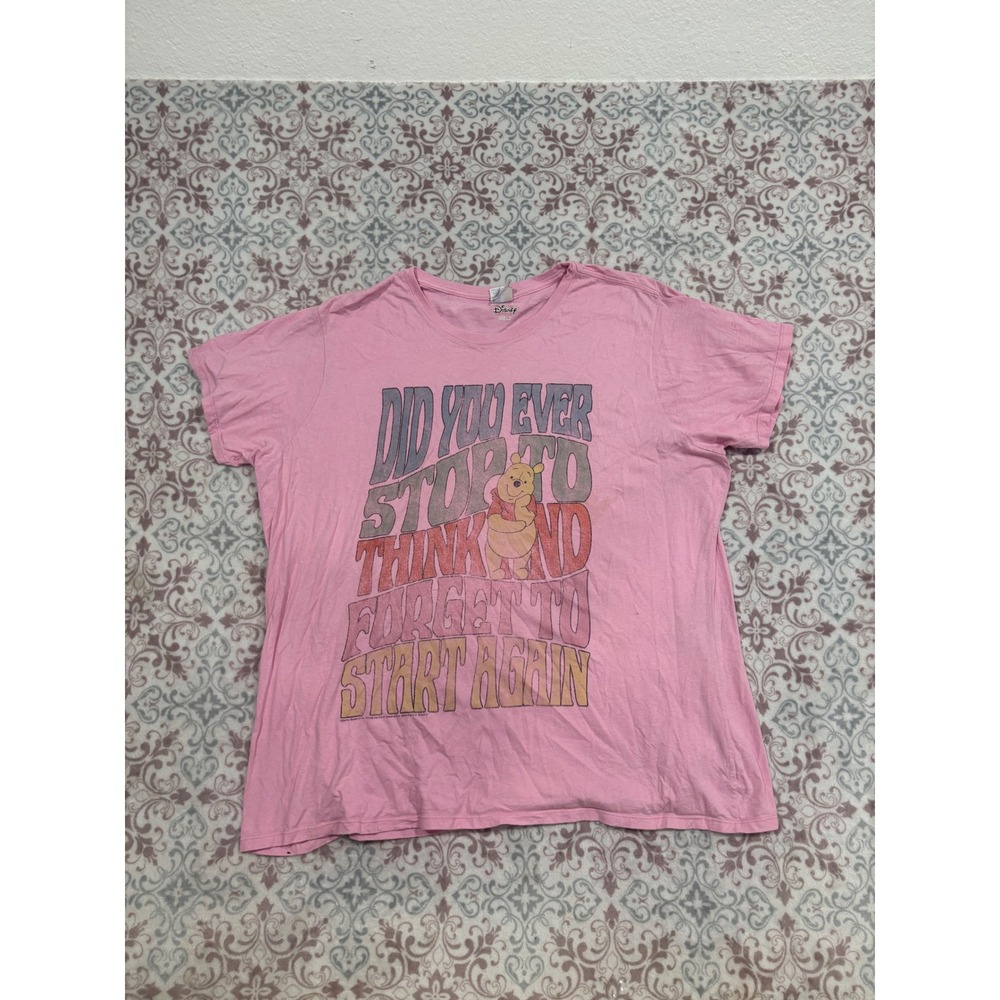 Disney Winnie the Pooh Pink Graphic T-Shirt Port & Company 3XL Quote Tee